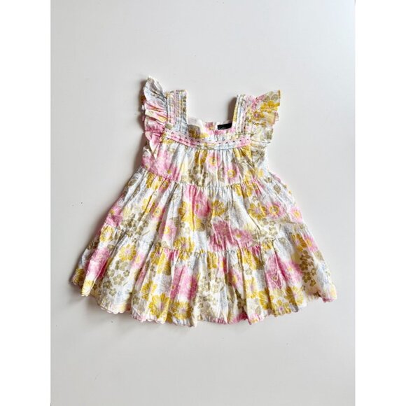 Baby Girl CYNTHIA ROWLEY Pink Yellow Floral Cotton A-Line Tent Dress, Size 24M - Picture 1 of 9